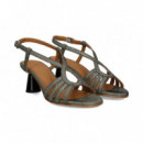 Sandalia Circulo Reptil Beige/negro  AUDLEY