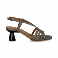 Sandalia Circulo Reptil Beige/negro  AUDLEY