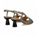 Sandalia Circulo Reptil Beige/negro  AUDLEY