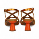 Sandalia Circulo Metalizado Naranja  AUDLEY