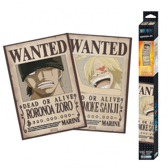 Pack 2 Póster One Piece Wanted Zoro y Sanji  ABY STILE