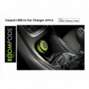 BOOMPODS Cargador Apple de Coche 2 USB Verde