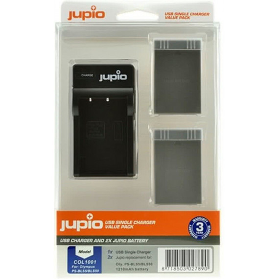 JUPIO 2 Baterias BLS-5/PS-BLS50 1210MAH  Olympus + Kit Cargador USB (COL1004)
