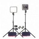 FOTIMA Kit Estudio Panel Microled Bicolor 2 FTL-24B+BAT F750 + 2 Pie de Estudio 200CM