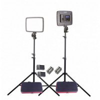 FOTIMA Kit Estudio Panel Microled Bicolor 2 FTL-24B+BAT F750 + 2 Pie de Estudio 200CM