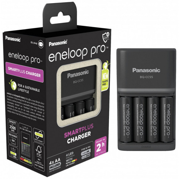 PANASONIC Eneloop Cargador Pro Negro + 4 Aa 2500MAH