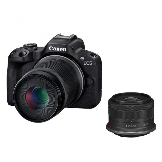 CANON R50 Negra + Rf-s 18-45 Mm Is Stm + Rf-s 55-210 Mm Is Stm