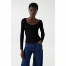 SALSA JEANS Camisetas Mujer Camiseta Salsa de Punto Canalé