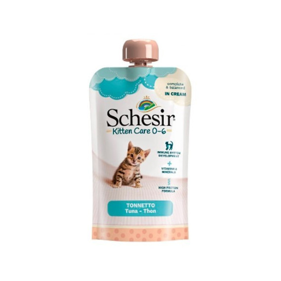 SCHESIR Gato Kitten Crema de Atun 0-6 Pouch 150 Gr