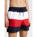 Bañador Reciclado Medio Largo Global Stripe de TOMMY HILFIGER