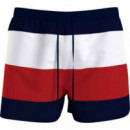 Bañador Reciclado Medio Largo Global Stripe de TOMMY HILFIGER