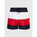 Bañador Reciclado Medio Largo Global Stripe de TOMMY HILFIGER