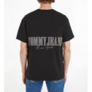 Camiseta TOMMY JEANS Badge Negra Logo Espalda