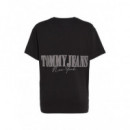 Camiseta TOMMY JEANS Badge Negra Logo Espalda