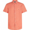 Camisa en Lino de Manga Corta y Corte Regular de TOMMY HILFIGER