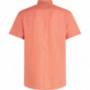 Camisa en Lino de Manga Corta y Corte Regular de TOMMY HILFIGER