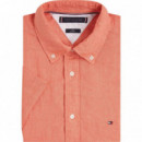 Camisa en Lino de Manga Corta y Corte Regular de TOMMY HILFIGER