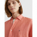 Camisa en Lino de Manga Corta y Corte Regular de TOMMY HILFIGER