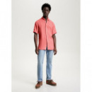 Camisa en Lino de Manga Corta y Corte Regular de TOMMY HILFIGER