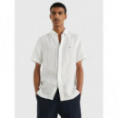 Camisa en Lino de Manga Corta y Corte Regular de TOMMY HILFIGER