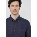 Camisa en Lino de Manga Corta y Corte Regular de TOMMY HILFIGER