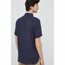 Camisa en Lino de Manga Corta y Corte Regular de TOMMY HILFIGER