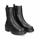 Botin Plat.elastico Lado Piel Negro  UNISA