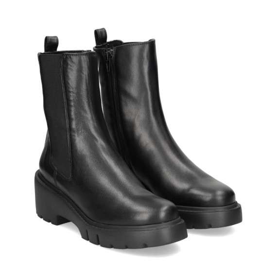 Botin Plat.elastico Lado Piel Negro  UNISA