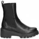 Botin Plat.elastico Lado Piel Negro  UNISA