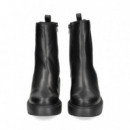 Botin Plat.elastico Lado Piel Negro  UNISA