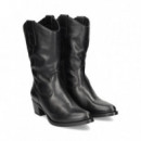 Media Bota Cowboy Piel Negro  UNISA