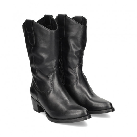 Media Bota Cowboy Piel Negro  UNISA