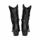 Media Bota Cowboy Piel Negro  UNISA