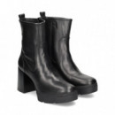 Botin Plataforma Piel Negro  UNISA