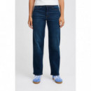 Vaqueros Mujer Vaqueros ICHI Twiggy Raven Straight Long Dark Blue