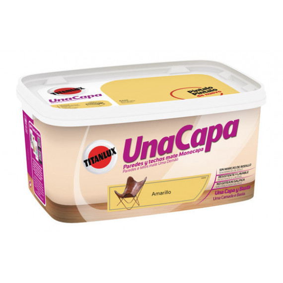 Pintura Titan Paredes y Techos Mate una Capa Amarillo 6320 4 Litros