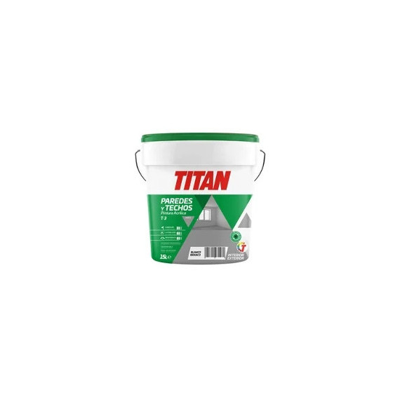 Pintura Titan Paredes y Techos Mate T3 Interior Exterior Blanco 15 Litros