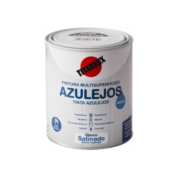 Pintura Titan Esmalte Azulejos Al Agua Satinado Blanco  750 Ml