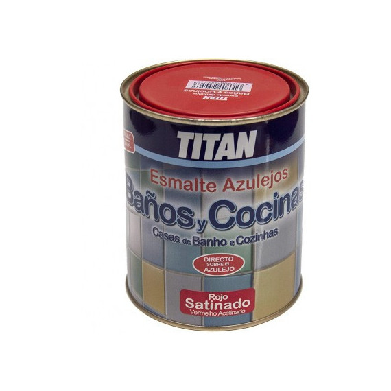 Pintura Titan Esmalte Azulejos Baños y Cocinas Satinado Rojo 1405  750 Ml