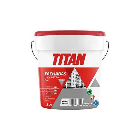 Pintura Titan Fachada Mate Exterior Interior F4 Blanco 1 Litro