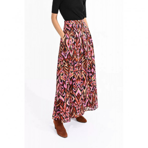 Falda MOLLY BRACKEN Larga con Pliegues y Estampado
