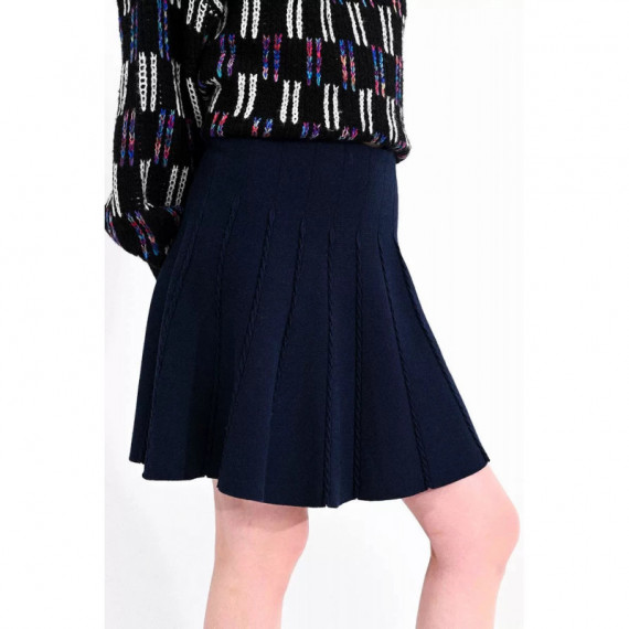 Falda LILI SIDONIO Corta Bordada de Tiro Alto Azul Marina
