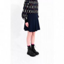 Falda LILI SIDONIO Corta Bordada de Tiro Alto Azul Marina