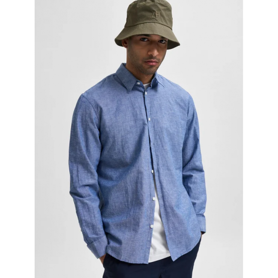 Camisa Selected lino azul PB