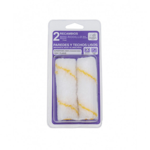 Rodillo Mini Kenell Recambio Poliamida Paredes y Techos Al Agua y Al Disolvente 2 Unidades 8202  18 X 60 Mm