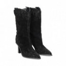 1/2 Bota Flecos Talon ante Negro  ALMA EN PENA