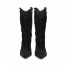 1/2 Bota Flecos Talon ante Negro  ALMA EN PENA