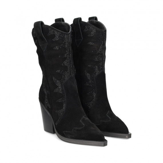 1/2 Bota Cowboy Strass ante Negro  ALMA EN PENA
