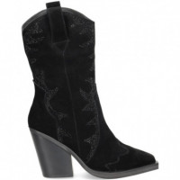 1/2 Bota Cowboy Strass ante Negro  ALMA EN PENA