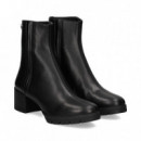 Botin Plat.costura Lado Piel Negro  UNISA